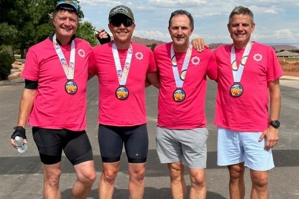 Mark with is relay race teammates