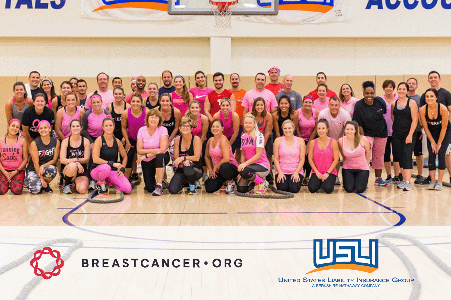 A group of USLI employees at a fitness fundraiser