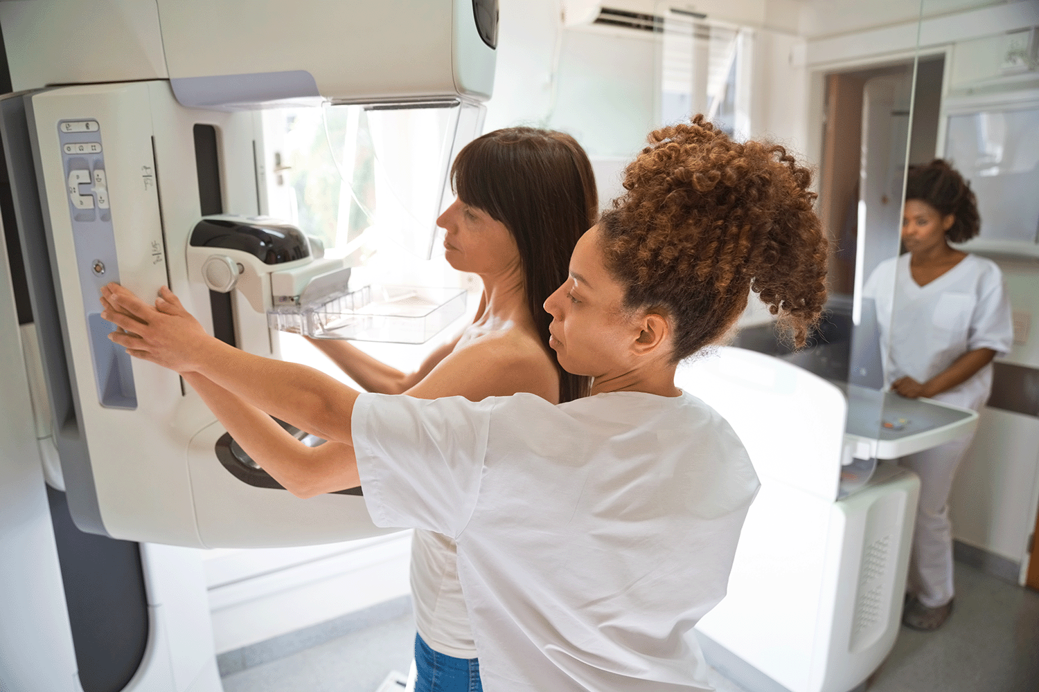 A person getting a mammogram