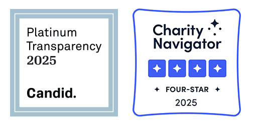 Candid platinum transparency and Charity Navigator four-star rating.