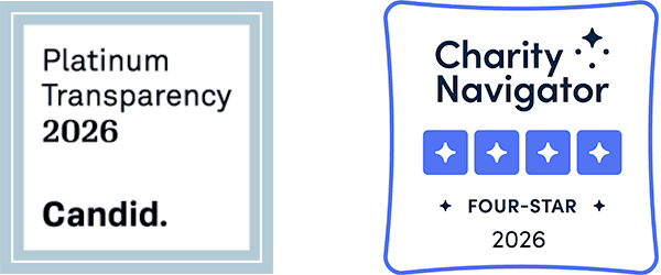 Candid platinum rating and Charity Navigator four-star rating